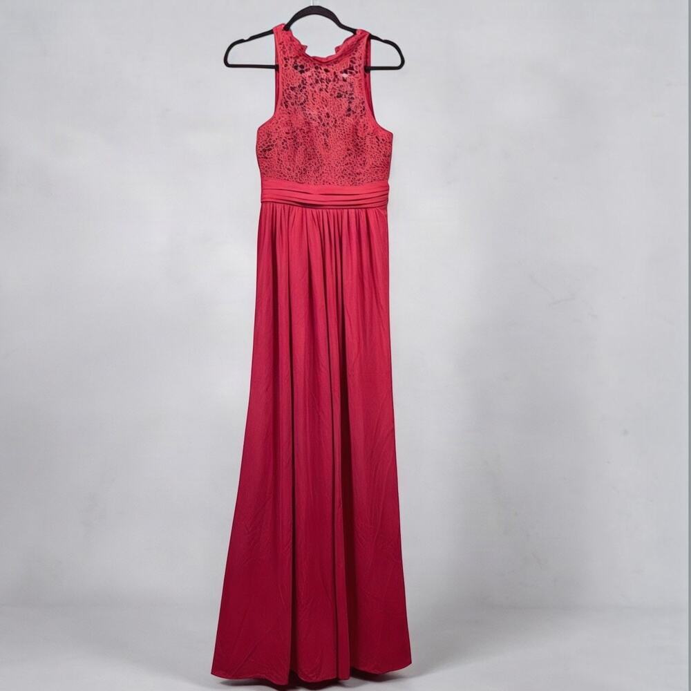 NWT Wine Red Burgundy Formal Dress Lace Top Evening Gown Prom Gala Maniju M